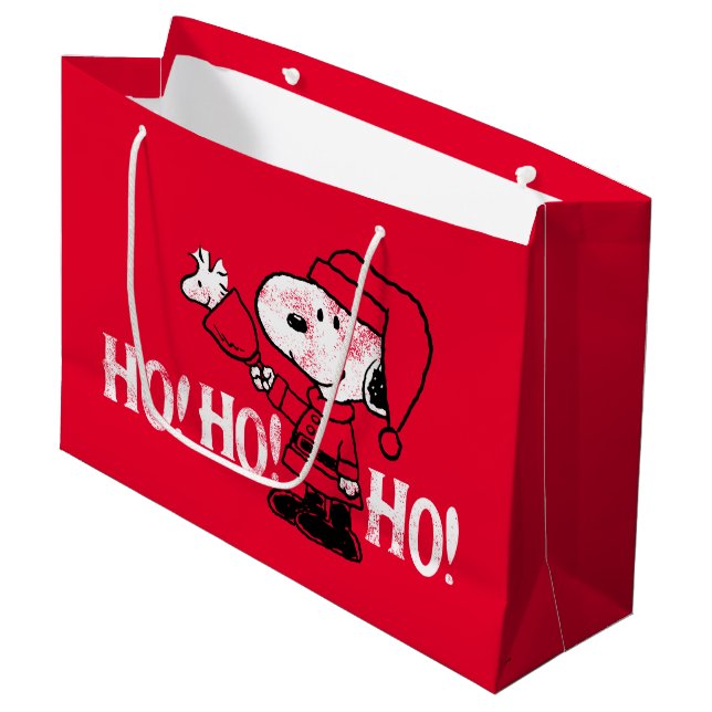 Grand Sac Cadeau cacahuètes | Snoopy & Woodstock Cloches à sonner (Devant Angle)