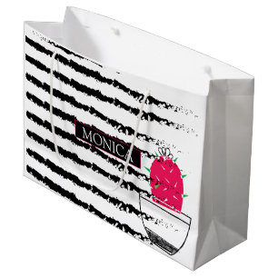 Grand Sac Cadeau Cactus noir blanc motif monogramme