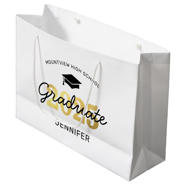 Grand Sac Cadeau Cadeau de fin d'études 2025 (Devant Angle)