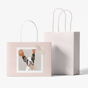 Grand Sac Cadeau Cadre rose Pastel moderne   Photo personnelle de c