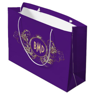 Grand Sac Cadeau Cadre tourbillonnant or et violet