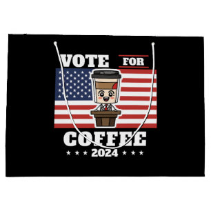 Grand Sac Cadeau Café pour président, votez pour le café