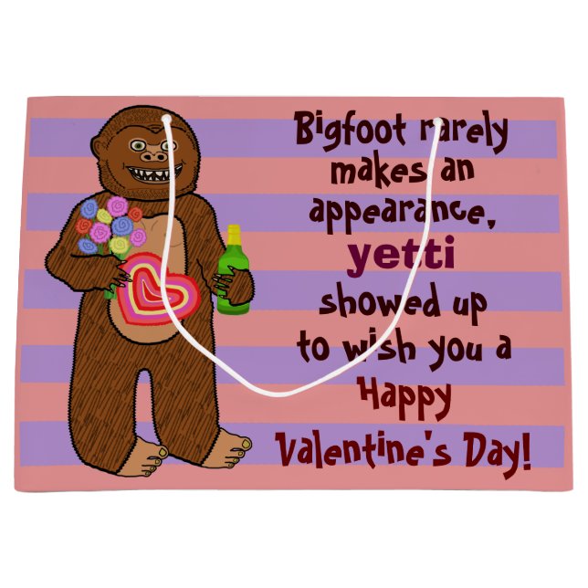Grand Sac Cadeau Calembour drôle Sasquatch de Saint-Valentin de (Devant)