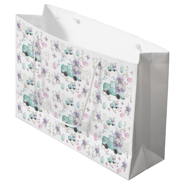 Grand Sac Cadeau Camion Bunny de Pâques (Devant Angle)