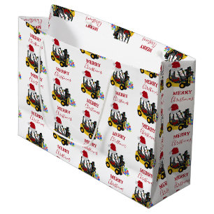 Grand Sac Cadeau Camion chariot élévateur de Noël