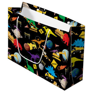 Grand Sac Cadeau Camions de construction Astronaut Dinosaures dans