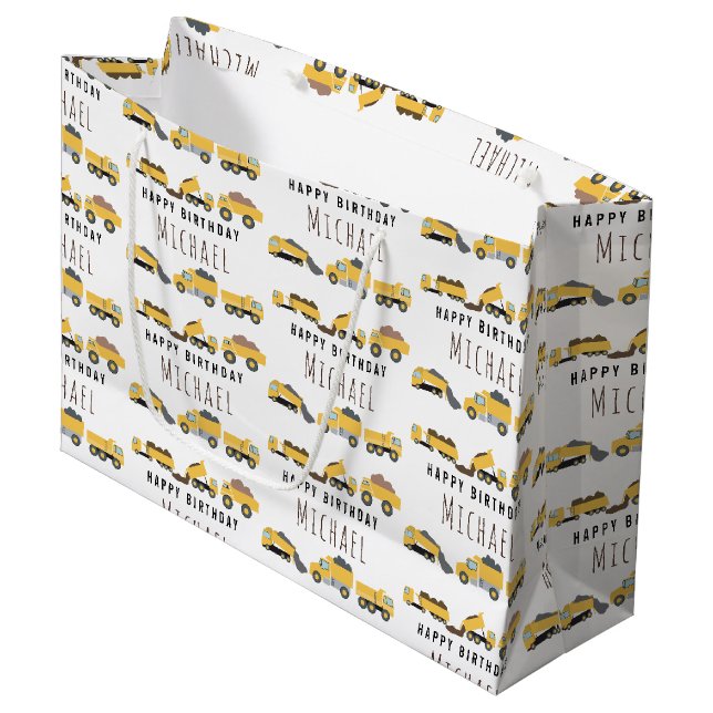 Grand Sac Cadeau Camions de construction Camions de construction No (Devant Angle)