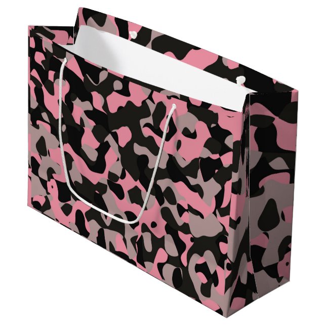Grand Sac Cadeau Camo rose (Devant Angle)