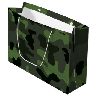 Grand Sac Cadeau camouflage gris vert foncé no.14 imprimer