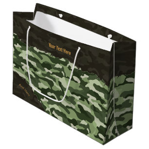 Grand Sac Cadeau Camouflage Vert Renforcé Personnalisé