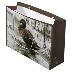 Grand Sac Cadeau Canard gris sur la nuit du lac