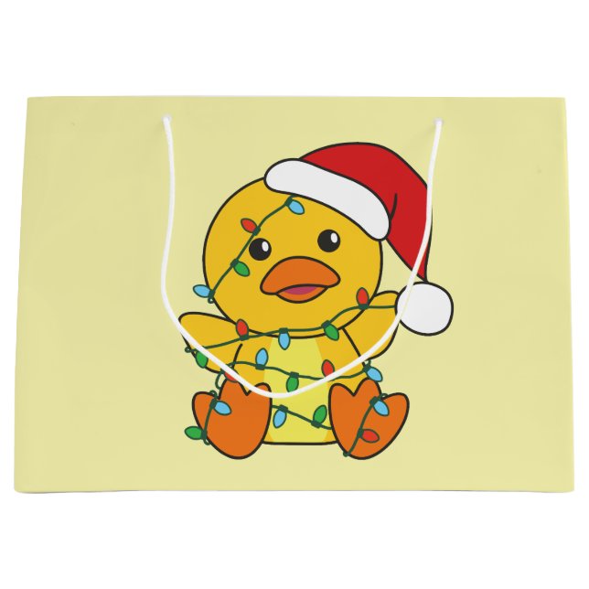Grand Sac Cadeau Canard Noël Animaux d'hiver Canard de vacances (Devant)