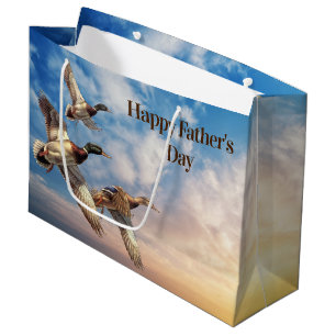Grand Sac Cadeau Canards colverts volants Fête des Pères