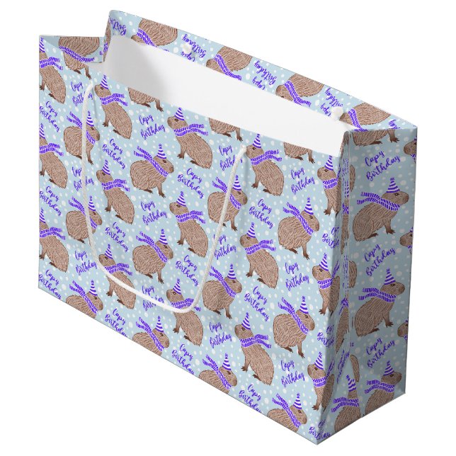 Grand Sac Cadeau Capy Birthday Capybara Funny Amoureux des animaux (Devant Angle)