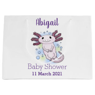 Grand Sac Cadeau Caricature axolotl rose adorable