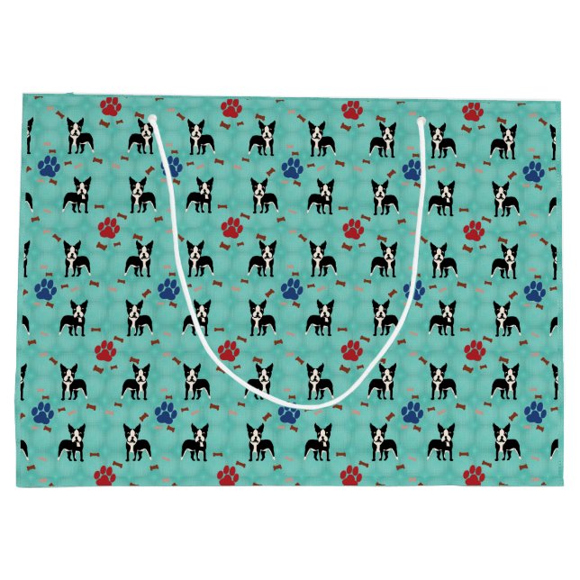 Grand Sac Cadeau Caricature Boston Terrier (Dos)