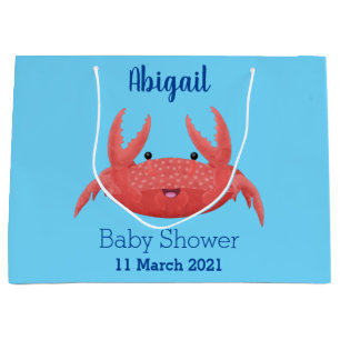 Grand Sac Cadeau Caricature de crabe rouge cuite