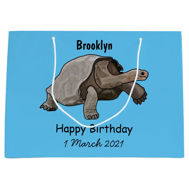 Grand Sac Cadeau Caricature de la tortue des Galapagos (Devant)