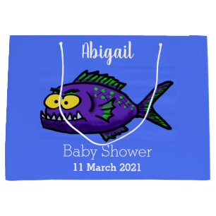 Grand Sac Cadeau Caricature de poisson de Piranha
