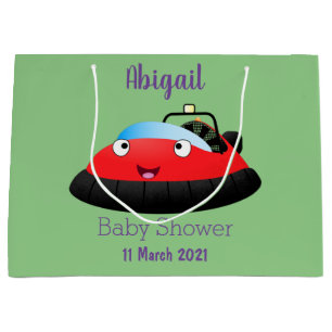 Grand Sac Cadeau Caricature d'hovercraft rouge joyeux