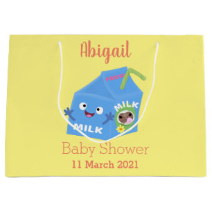 Grand Sac Cadeau Caricature en carton de lait joyeux