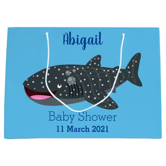 Grand Sac Cadeau Caricature joli requin baleine joyeux (Devant)