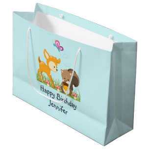 Grand Sac Cadeau Caricature pour les créations boisées mignonnes An