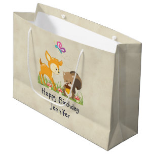Grand Sac Cadeau Caricature pour les créations boisées mignonnes An
