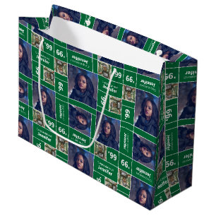 Grand Sac Cadeau Carré Photo Classe de Graduation Année Vert