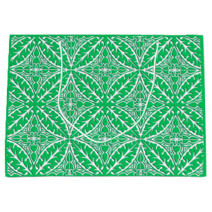 Grand Sac Cadeau Carreaux marocains - vert jade et blanc