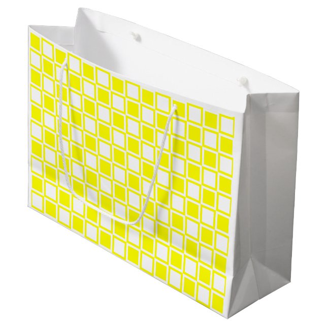 Grand Sac Cadeau Carrés jaunes gras (Devant Angle)