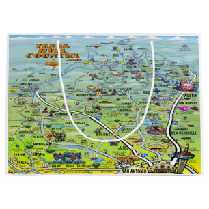 Grand Sac Cadeau Carte de bande dessinée de pays de colline du