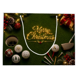 Grand Sac Cadeau Carte de vœux de Noël de putting green de golf