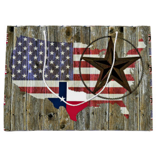 Grand Sac Cadeau Carte du drapeau de l'État de Texas Lone Star