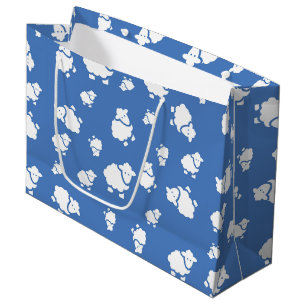 Grand Sac Cadeau Cartoon Sheep sur arrière - plan bleu