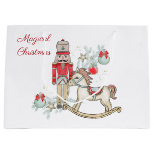 Grand Sac Cadeau Casse-noisette, sapin de Noël, cheval à bascule