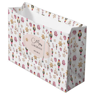 Grand Sac Cadeau Casse-noix rose Sugar Land Aquarelle personnalisée