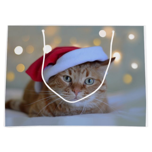 Grand Sac Cadeau Cat and Christmas lights (Devant)