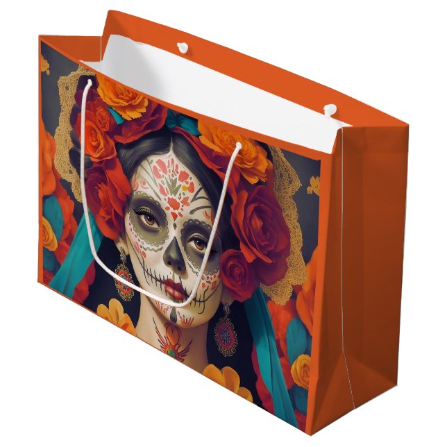 Grand Sac Cadeau Catrina Day Of The Dead 1 (Devant Angle)
