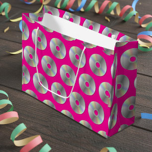 Grand Sac Cadeau CD de musique rétro Motif Hot Pink Grand Cadeau