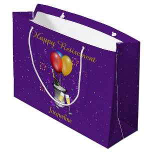Grand Sac Cadeau Célébration De La Retraite Étincelante Vin Violet