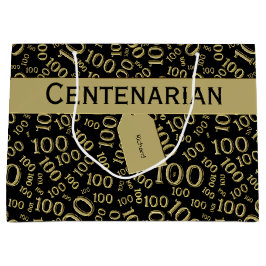 Grand Sac Cadeau Centenaire 100e anniversaire Motif noir/or