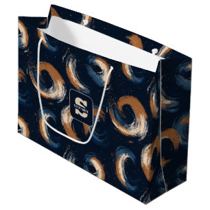 Grand Sac Cadeau Cercle bleu et Brown sur Arrière - plan foncé