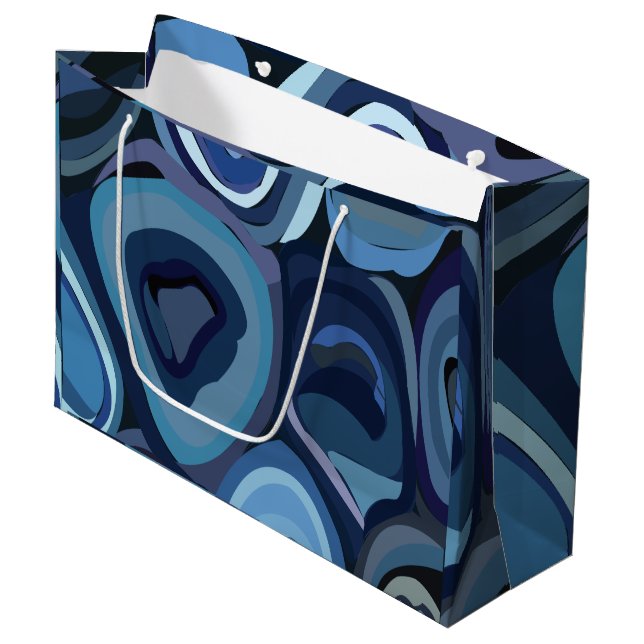 Grand Sac Cadeau Cercles demi-bleus géométriques Abstraits (Devant Angle)