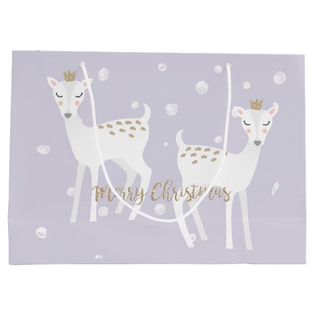 Grand Sac Cadeau Cerf - Jolie Lavande Cadeau de Noël (Dos)