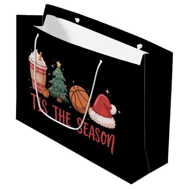 Grand Sac Cadeau C'Est La Saison Basketball Amant cadeau de Noël (Devant Angle)