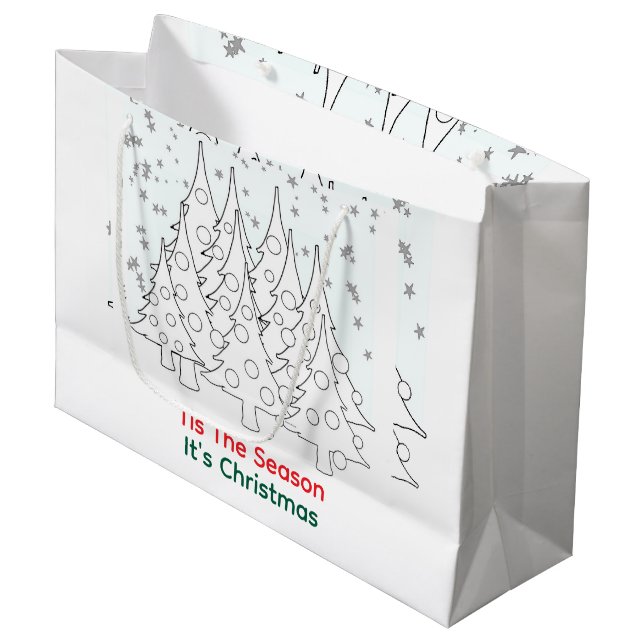 Grand Sac Cadeau C'est la saison Les sapins de Noël (Devant Angle)
