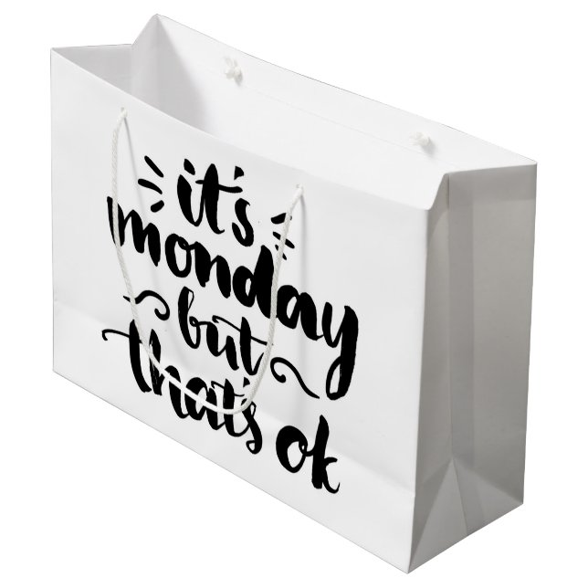 Grand Sac Cadeau C'est lundi mais c'est bon (Devant Angle)
