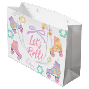 Grand Sac Cadeau C'est Parti Rouler En Roller Fille Rétro Anniversa
