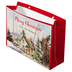 Grand Sac Cadeau Chalet de vacances de Noël Joyeux Noël